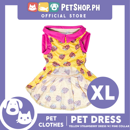 Yellow Strawberry Dress with Collar (Extra Large) for Puppy, Small Dogs and Cats