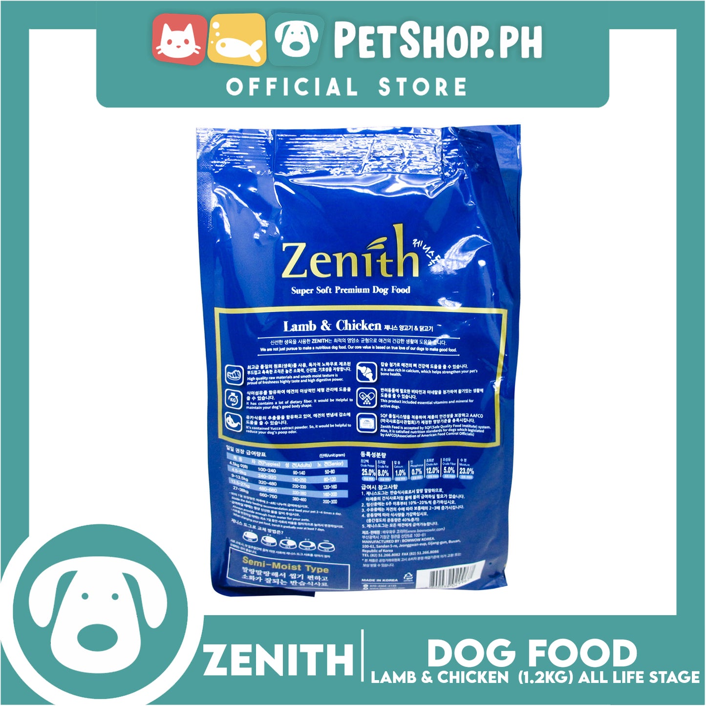 Zenith Super Soft Premium Dog Food For Dogs Small Breeds And All Life Stages 1.2kg (Lamb, Chicken) Blue Z996 Dog Dry Food