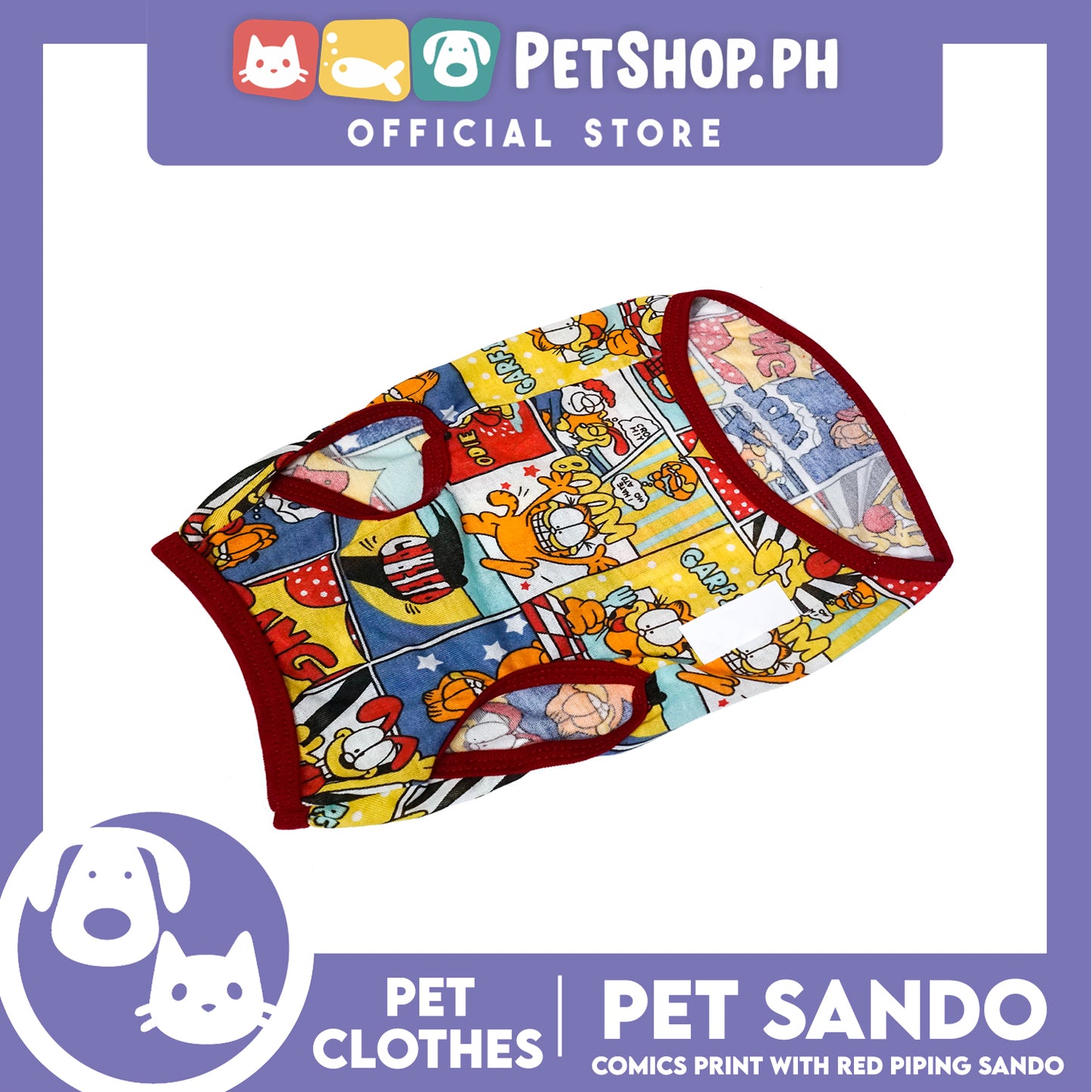 Pet Sando Comics Print with Red Piping (Extra Large) Pet Shirt Clothes Perfect fit for Dogs
