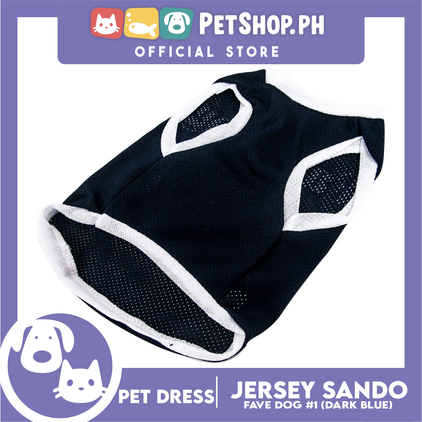 Pet Sando Dri-fit Jersey Blue DG-DF01 (Large) for Small Dog Dri-fit Breathable Jersey, Pet Sport Clothes
