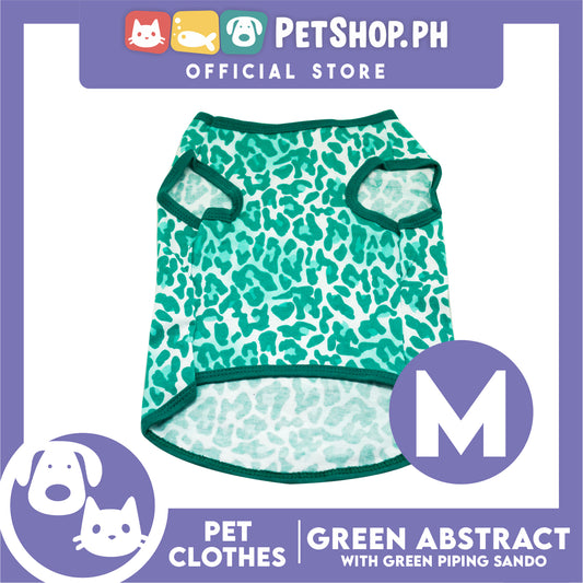 Pet Sando Green Abstract with Green Pipping Sando (Medium) for Small Dog- Dri-fit Breathable Jersey, Pet Sport Clothes