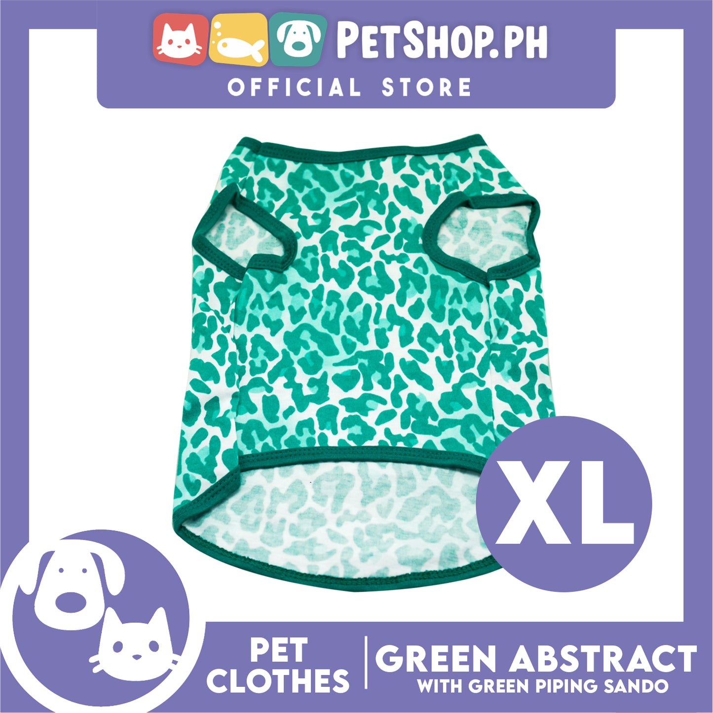 Pet Sando Green Abstract with Green Pipping Sando (Extra Large) for Small Breathable Jersey