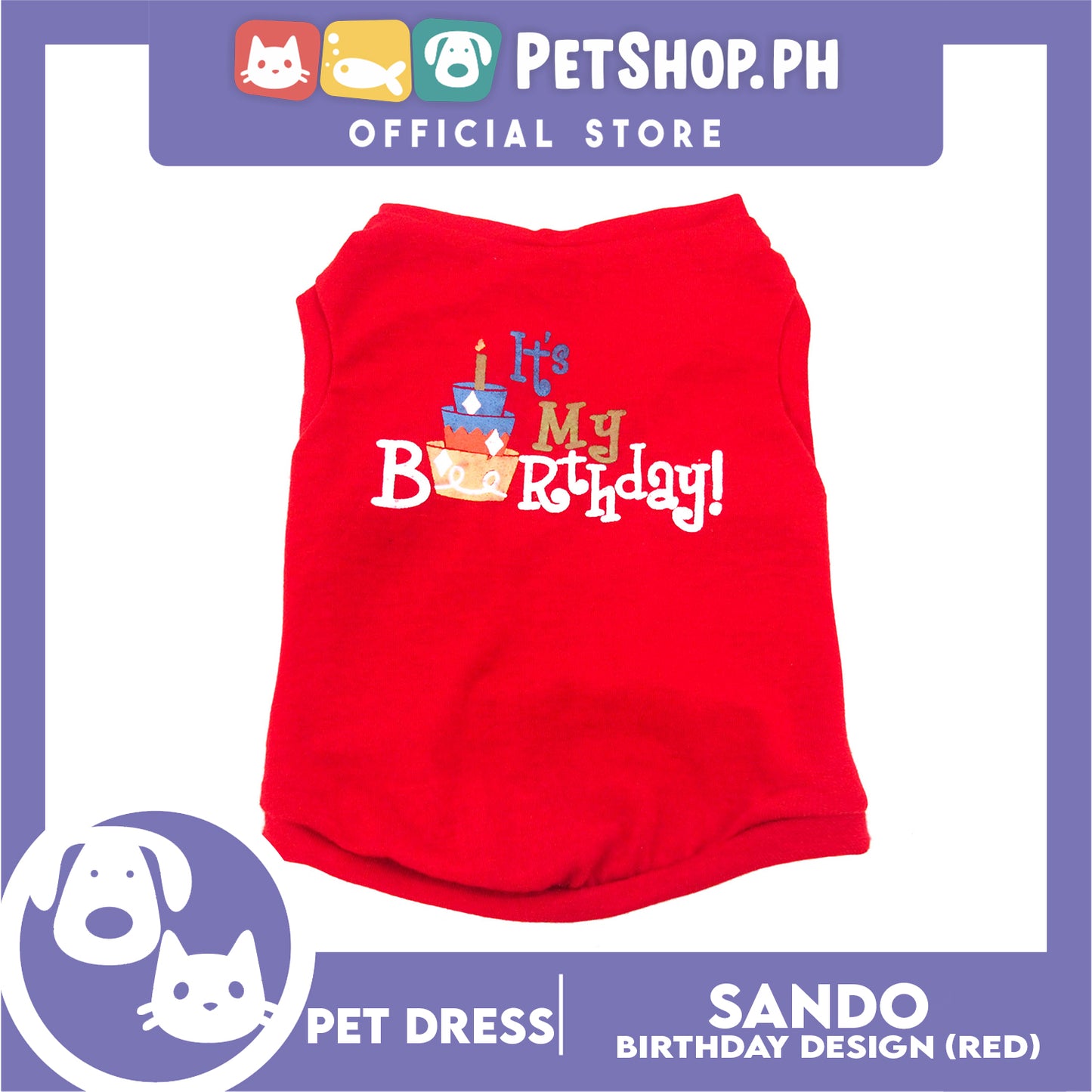 Pet Shirt Sleeveless with It's My Birthday at Back (Extra Large) for Puppy, Small Dog, & Cat- Sando Breathable Clothes, Pet T-shirt, Dog Sando