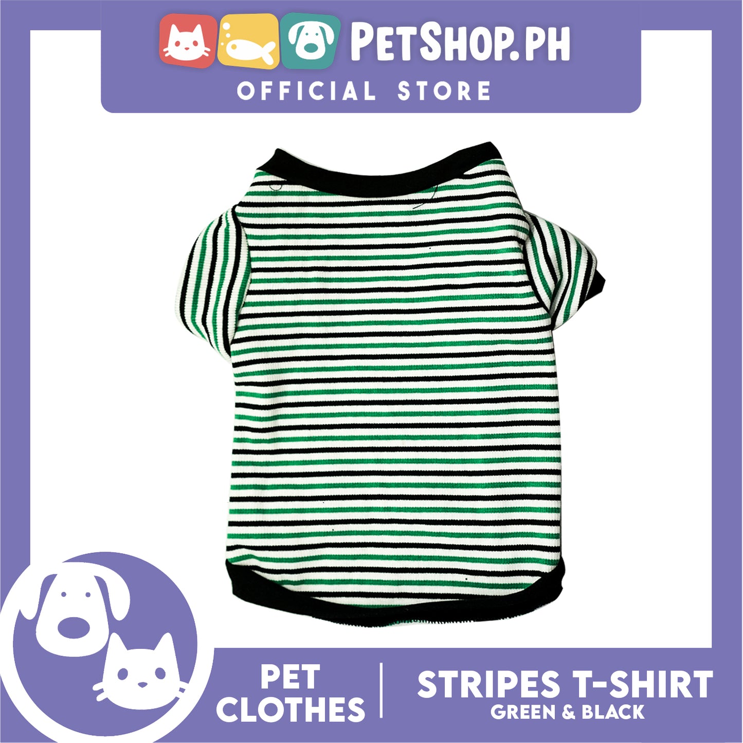 Pet Shirt Green and Black Stripes Pet Dress (Large) Perfect Fit for Dogs and Cats Cloth