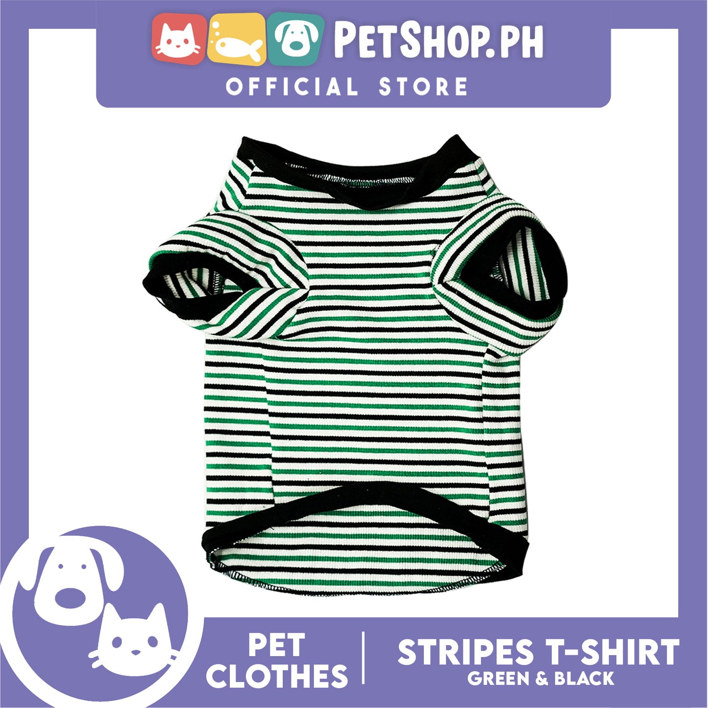 Pet Shirt Green and Black Stripes Pet Dress (Medium) Perfect Fit for Dogs and Cats Cloth