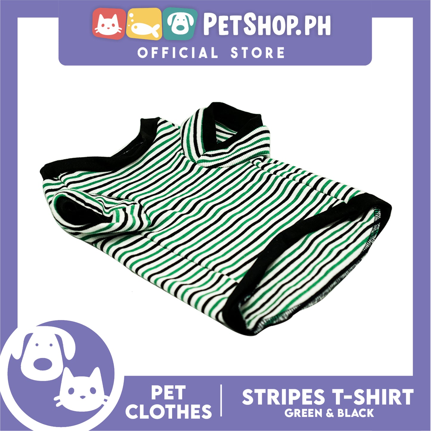 Pet Shirt Green and Black Stripes Pet Dress (Medium) Perfect Fit for Dogs and Cats Cloth