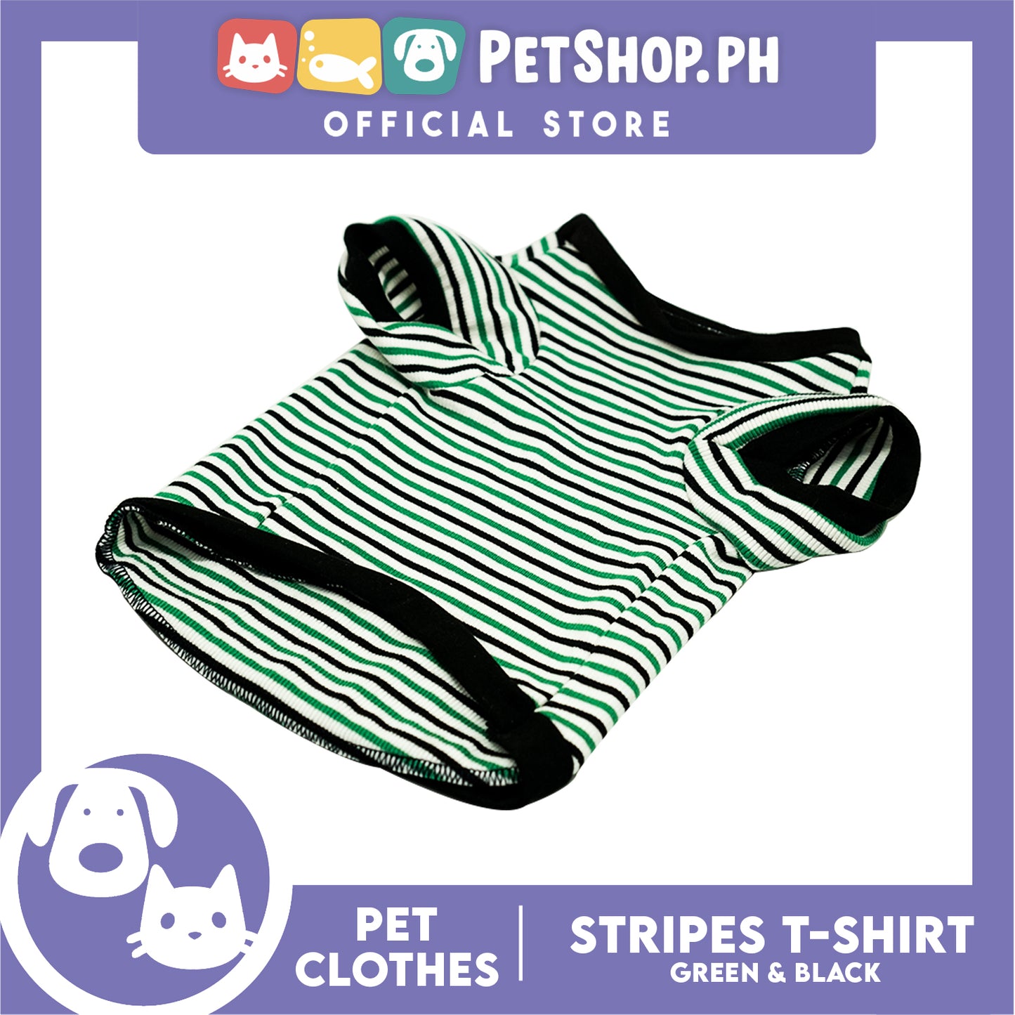Pet Shirt Green and Black Stripes Pet Dress (Medium) Perfect Fit for Dogs and Cats Cloth