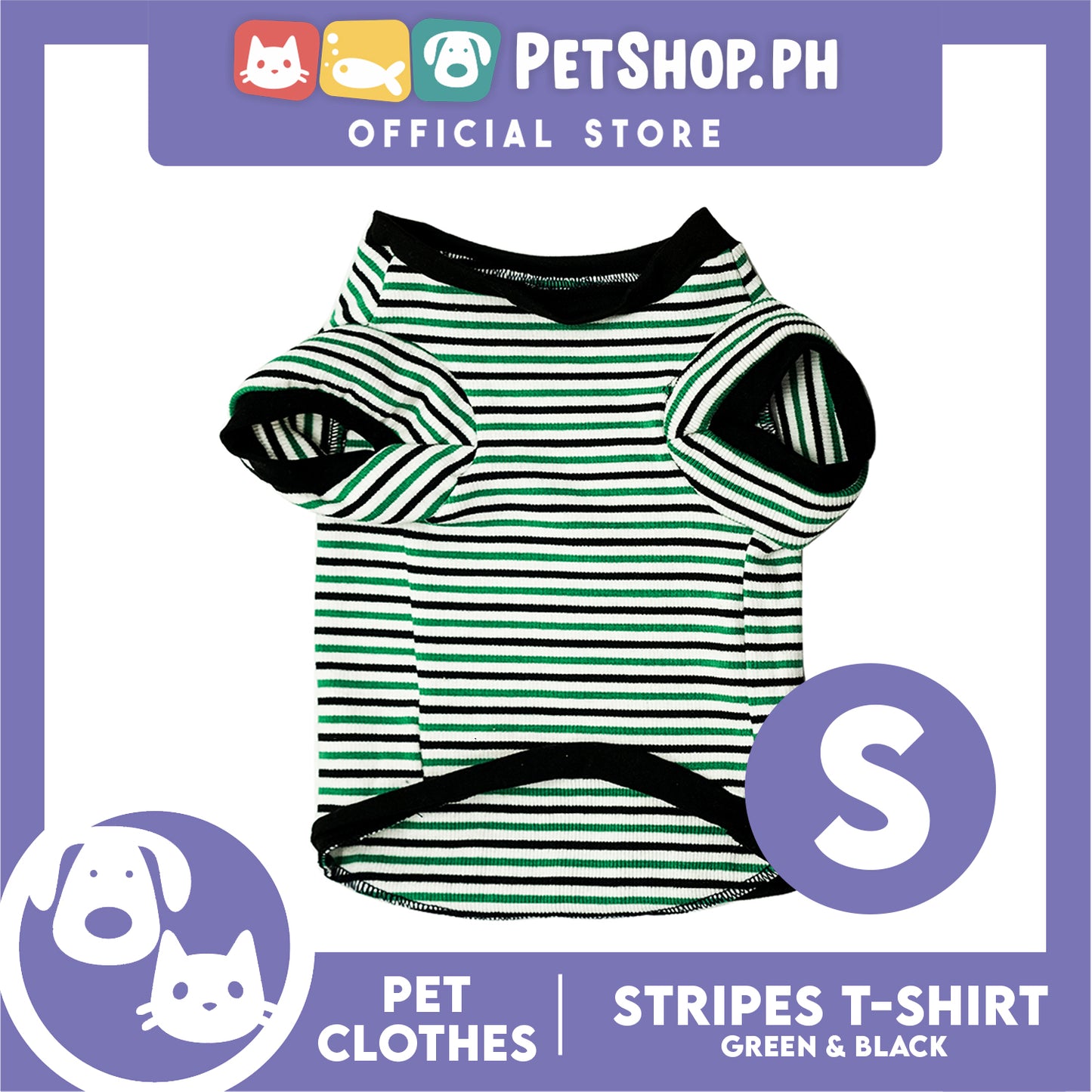 Pet Shirt (Small) Green and Black Stripes Pet Dress Perfect Fit for Dogs and Cats Cloth