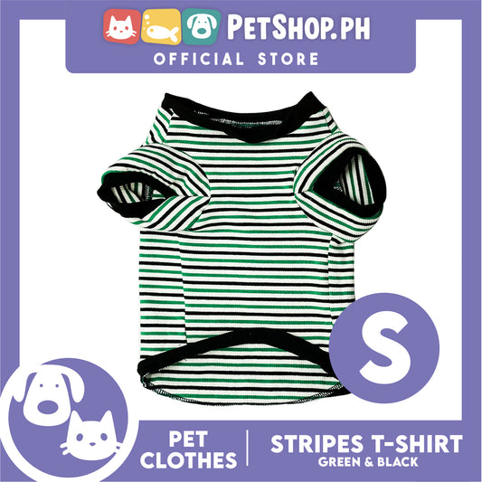 Pet Shirt (Small) Green and Black Stripes Pet Dress Perfect Fit for Dogs and Cats Cloth