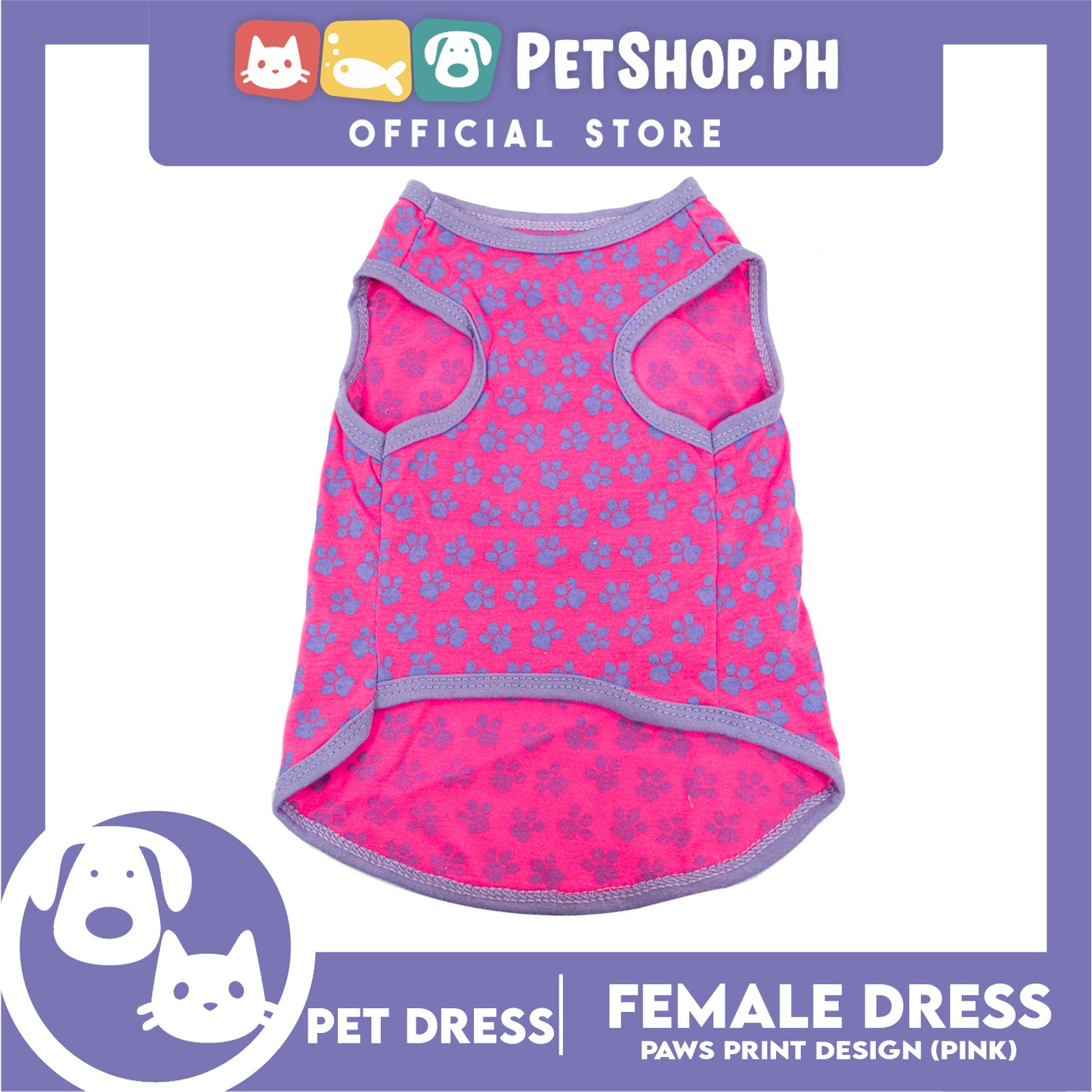 Pet Shirt Blue Paw Design (Large Size) Sleeveless for Puppy, Small Dog- Sando Breathable Clothes, Pet T-shirt, Sweat Shirt