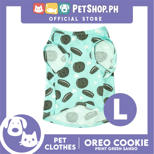 Pet Sando Cookie Print Design Mint Green Sando (Large)  Pet Shirt for Puppy, Small Dog