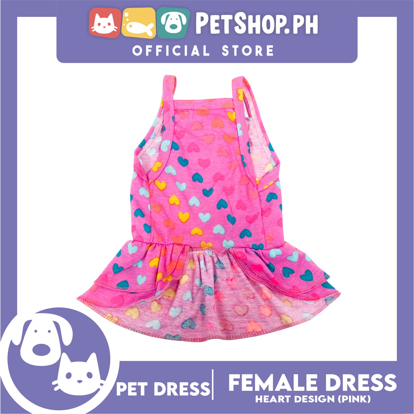 Pet Shirt Purple Dress Sando Shirt with Heart Design (Large) Perfect Fit for Dogs and Cats Cloth