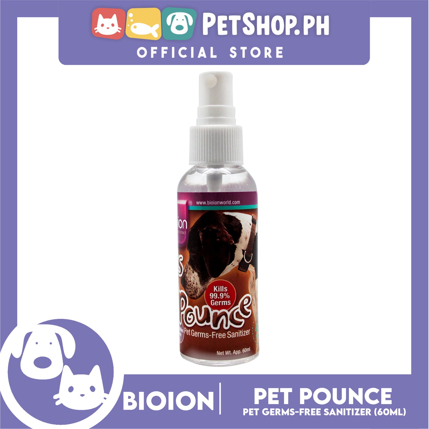 Bio Ion Pets Pounce Pet Germ-Free Sanitizer 60ml (Ocean)