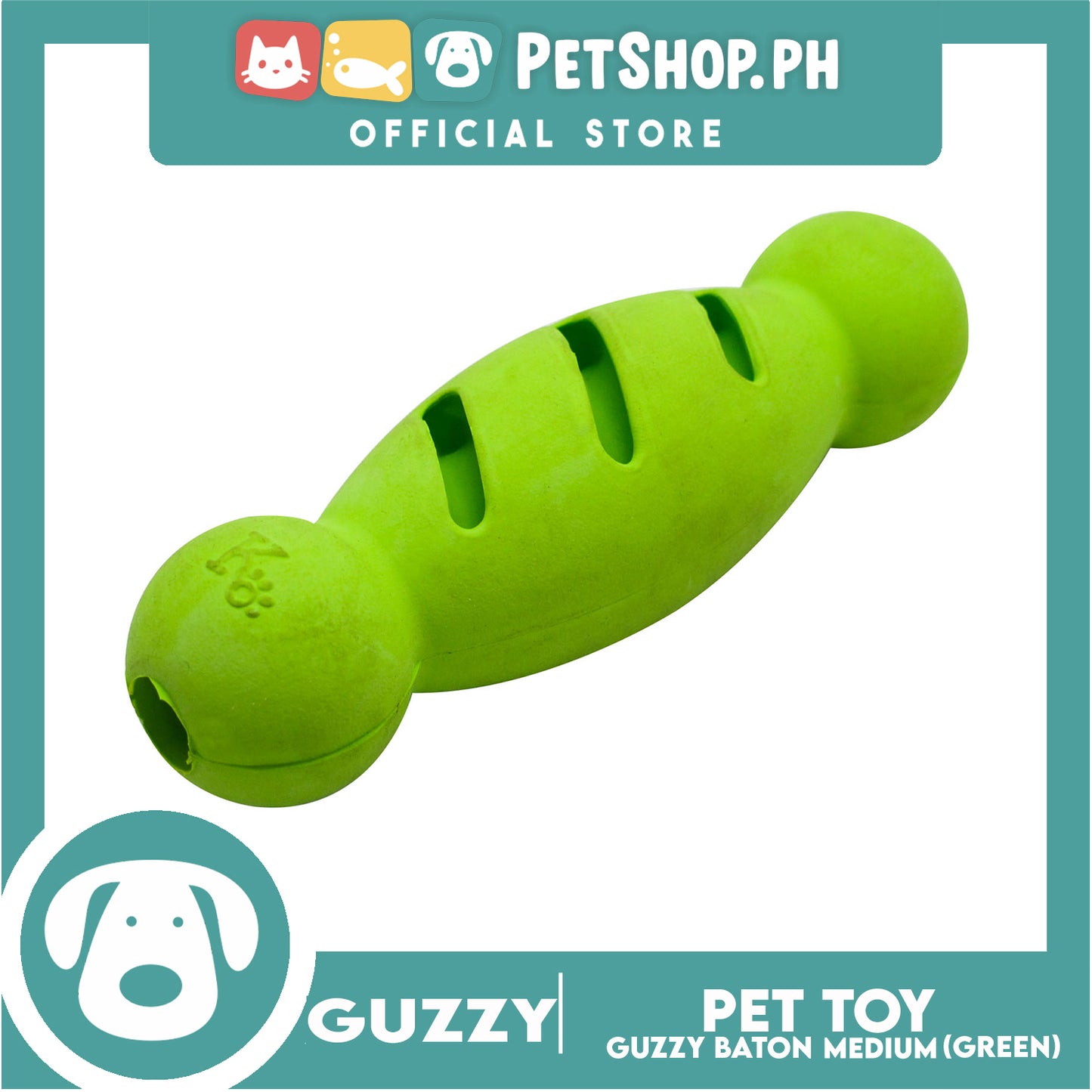 Guzzy Baton Adult Regular Training Toy, Green Color (Medium) Mixing Training, Play And Snack Time Dog Treat, Dog Toy