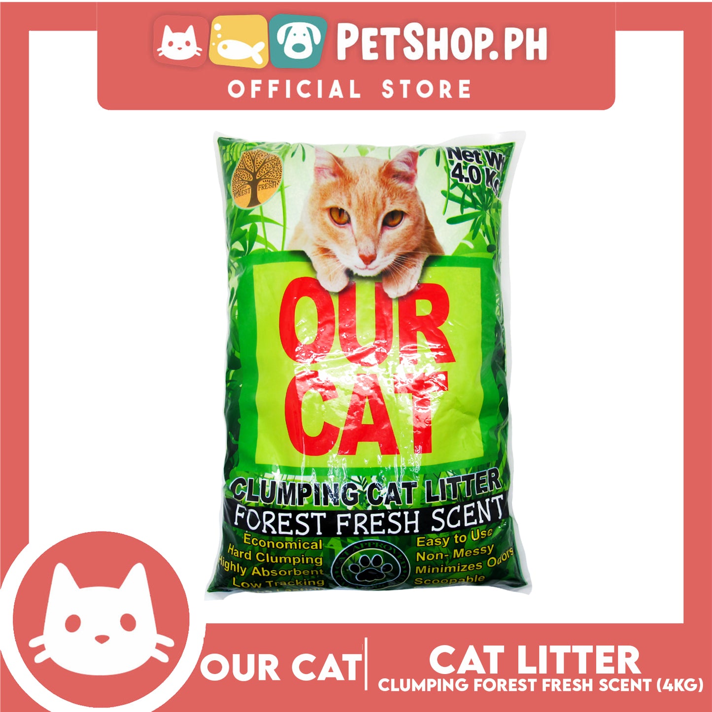 Our Cat Clumping Cat Litter Forest Fresh Scent 4kg