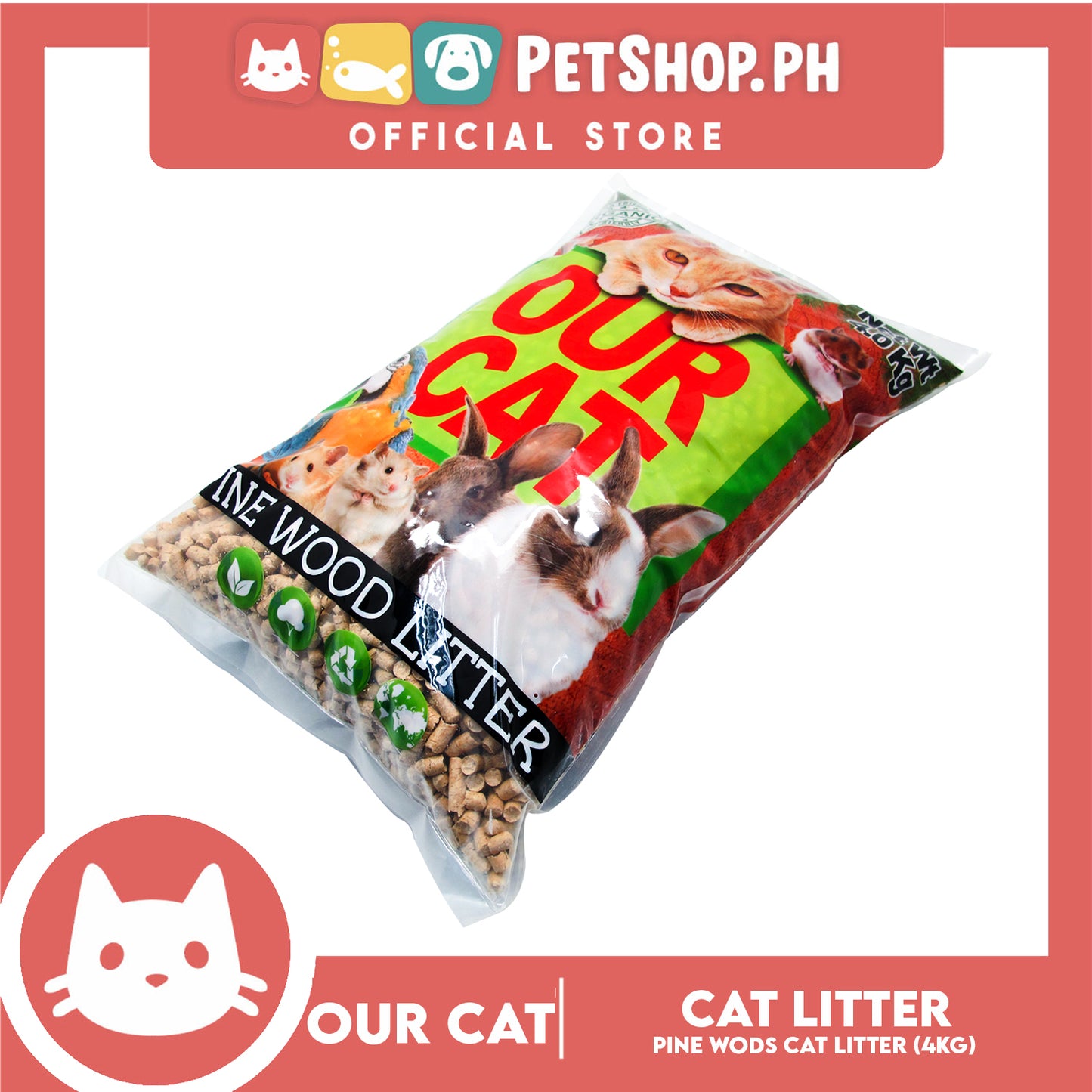 Our Cat Pine Wood Litter 4kgs Small Cat Litters Natural and Organic