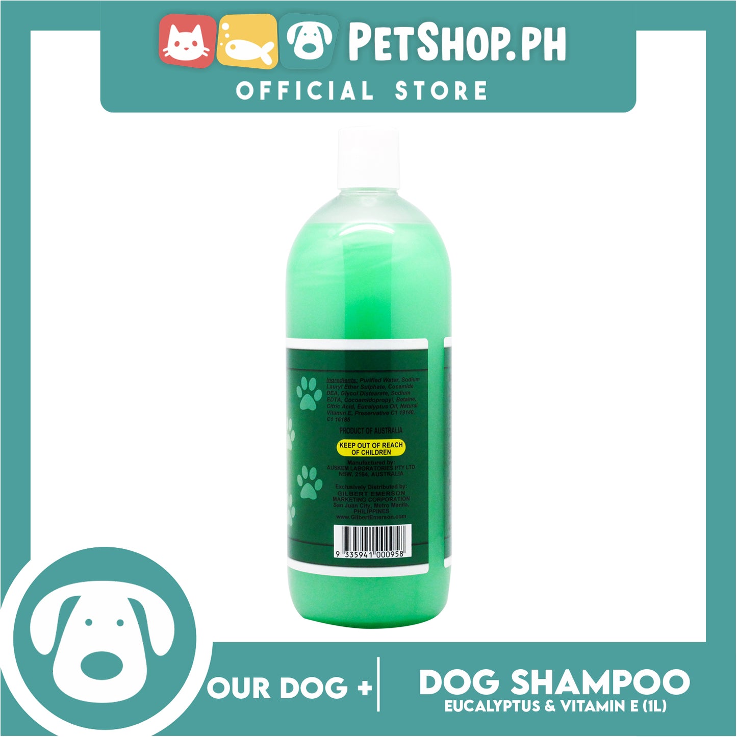 Our Dog Plus Eucalyptus and Vitamin E Dog Shampoo 1 Liter