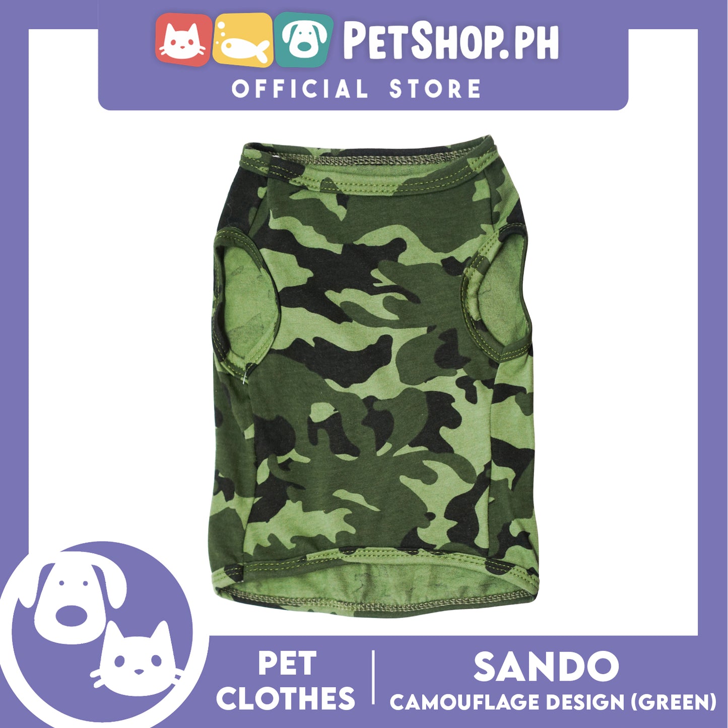 Pet Shirt Green Camouflage Design Sleeveless (Medium) for Puppy, Small Dogs and Cats