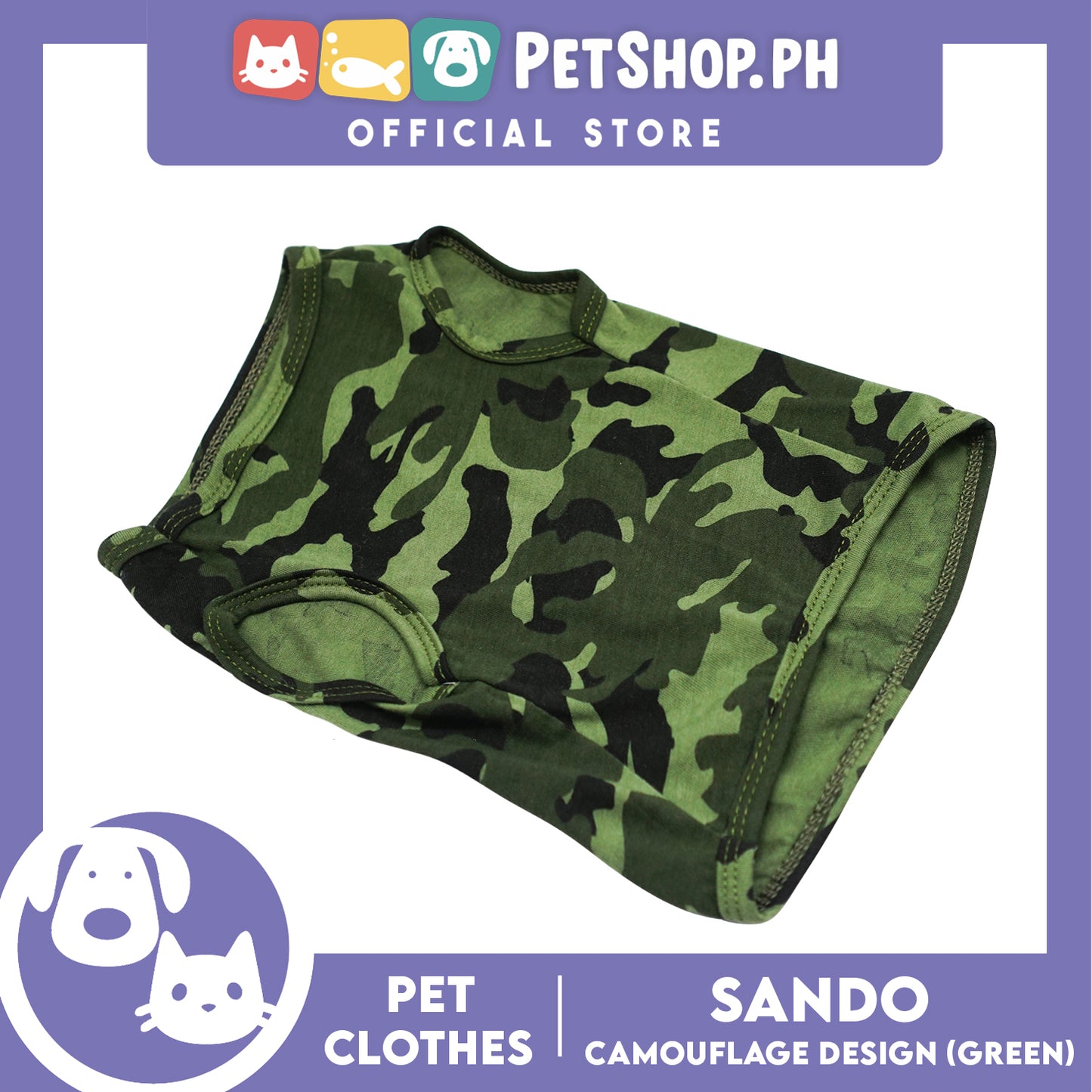 Pet Shirt Green Camouflage Design Sleeveless (Small) for Puppy, Small Dogs and Cats