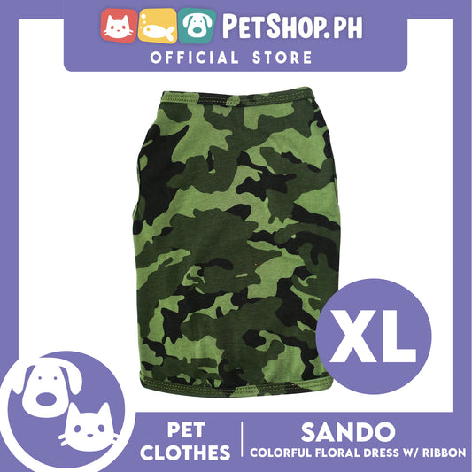 Pet Shirt Green Camouflage Design Sleeveless (Extra Large) for Puppy, Small Dogs and Cats