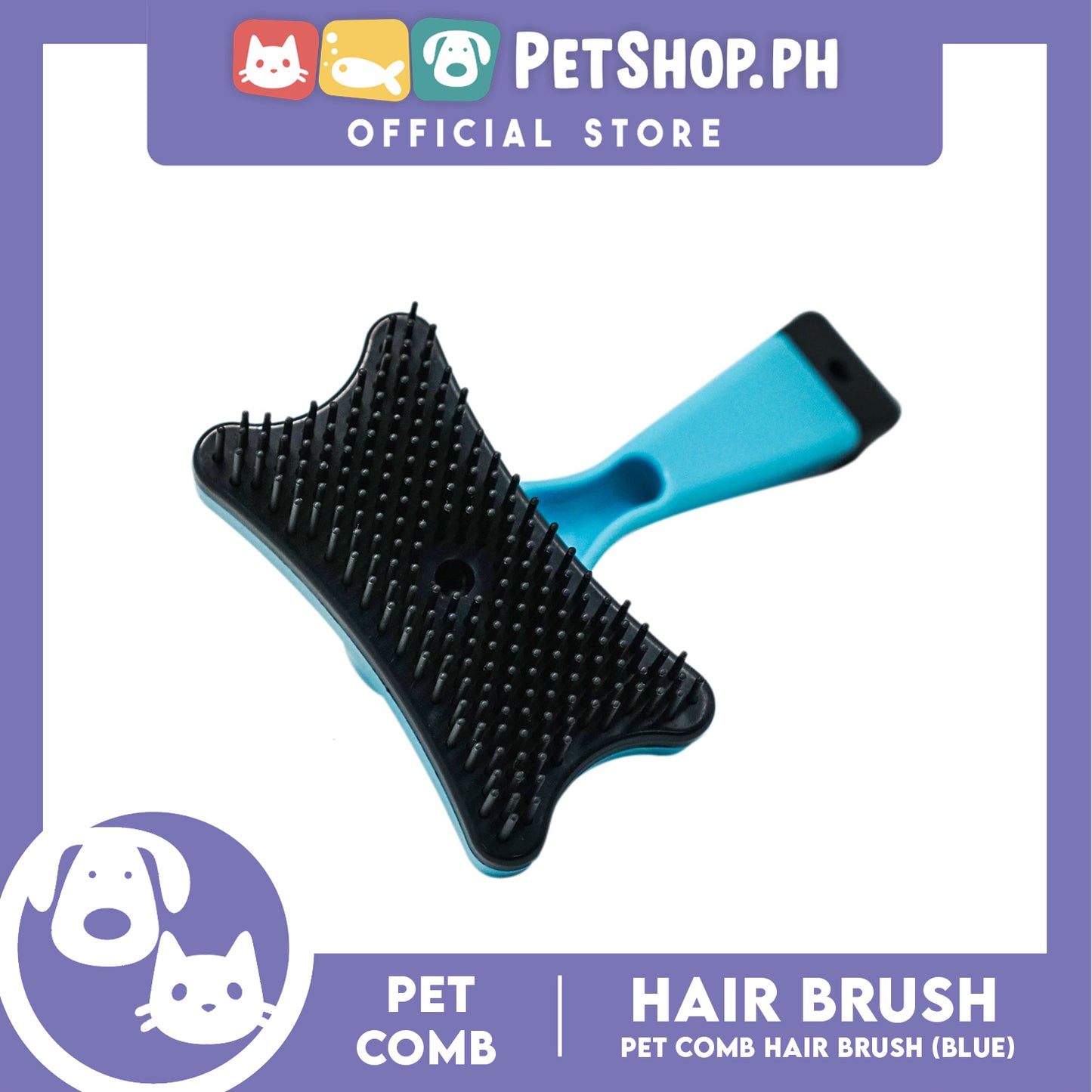 Pet Dog Cat Hair Fur Shedding Trimmer Grooming Professional Comb Brush Tool (BLUE)