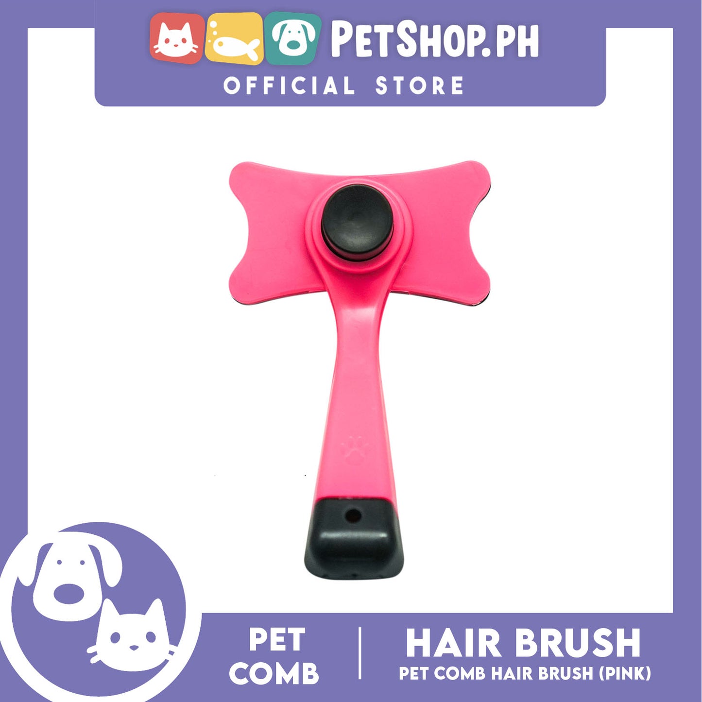 Pet Dog Cat Hair Fur Shedding Trimmer Grooming Professional Comb Brush Tool (Pink)