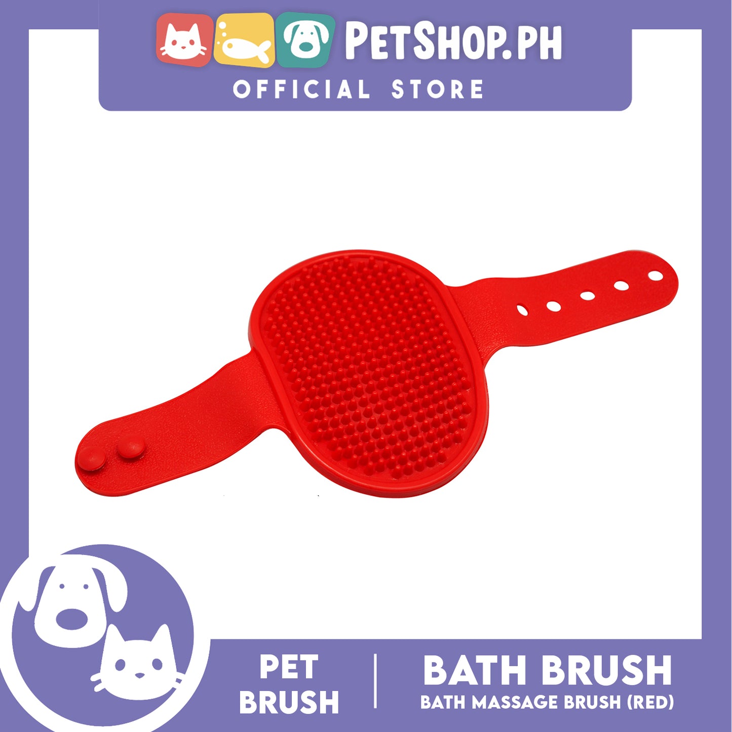 Pet Brush Bath Brush Bath Massage (Red) Pet Palm Grooming Massage Hair