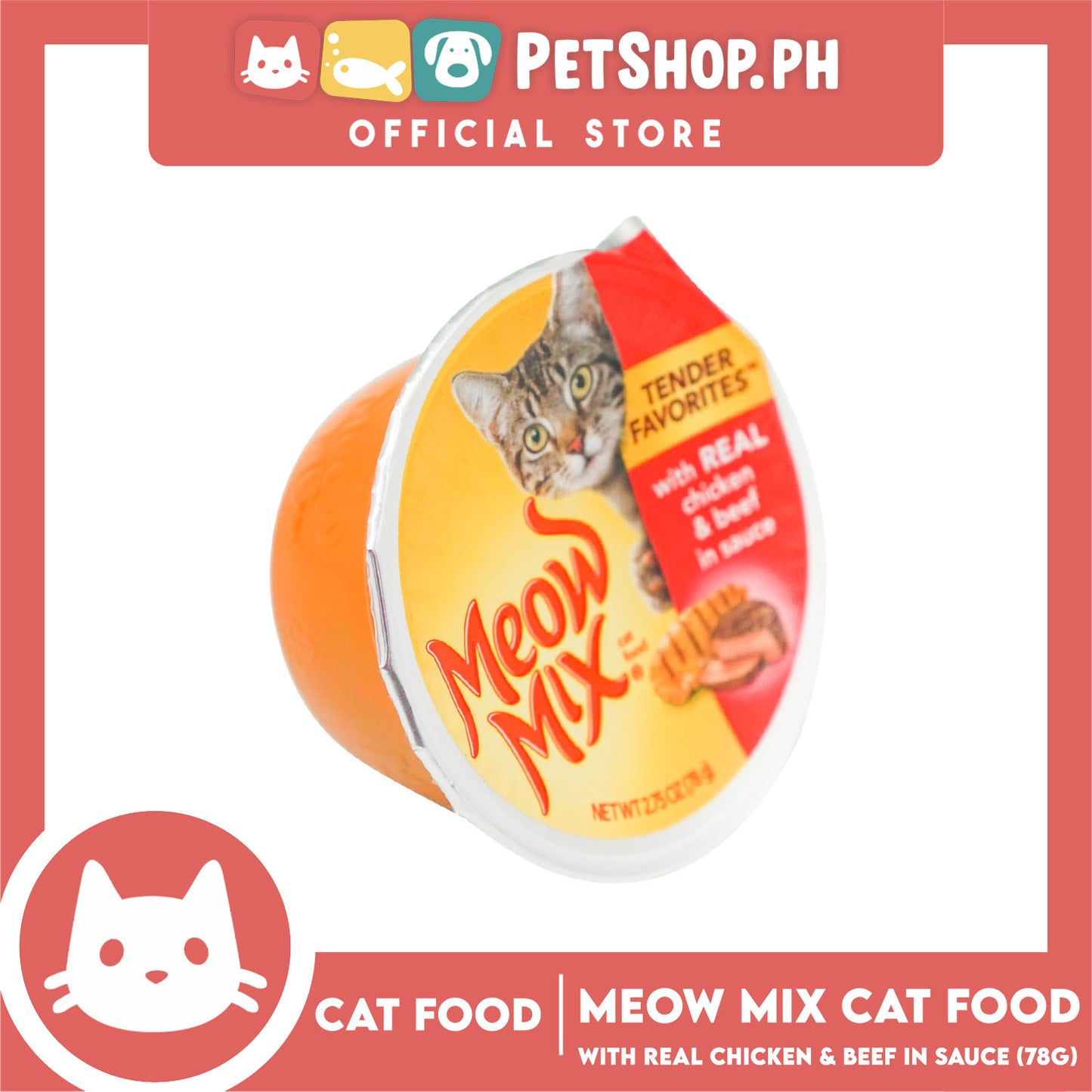 Meow Mix Tender Favorites with Real Chicken and Beef in Sauce 78g