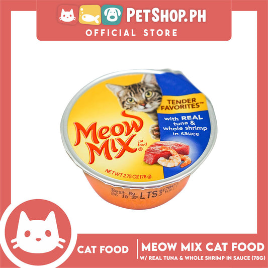 Meow Mix Tender Favorites with Real Tuna  and Whole Shrimp in Sauce 78g