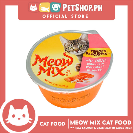 Meow Mix Tender Favorites with Real Salmon and Crab Meat in Sauce 78g for Cat Food