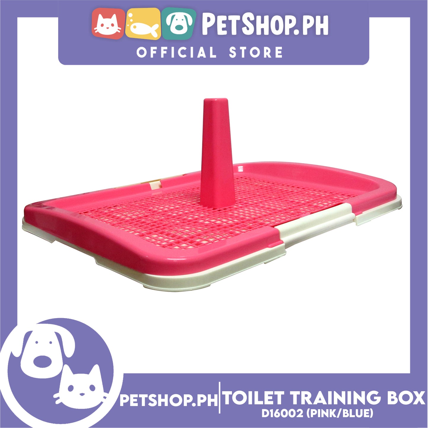 Pet Toilet Training Box 12x19'' D16002 (Pink) for Puppies and Kitties