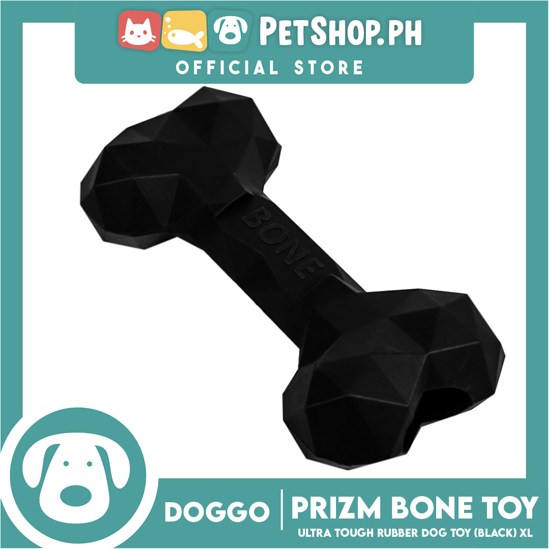 Doggo Prizm Bone Black Color 8' ' (XL Size) Ultra Tough Rubber Dog Toy