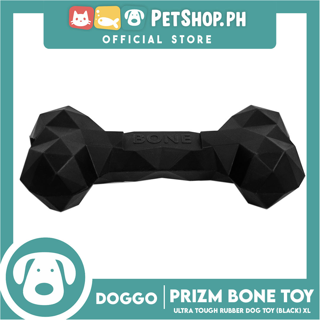 Doggo Prizm Bone Black Color 8' ' (XL Size) Ultra Tough Rubber Dog Toy