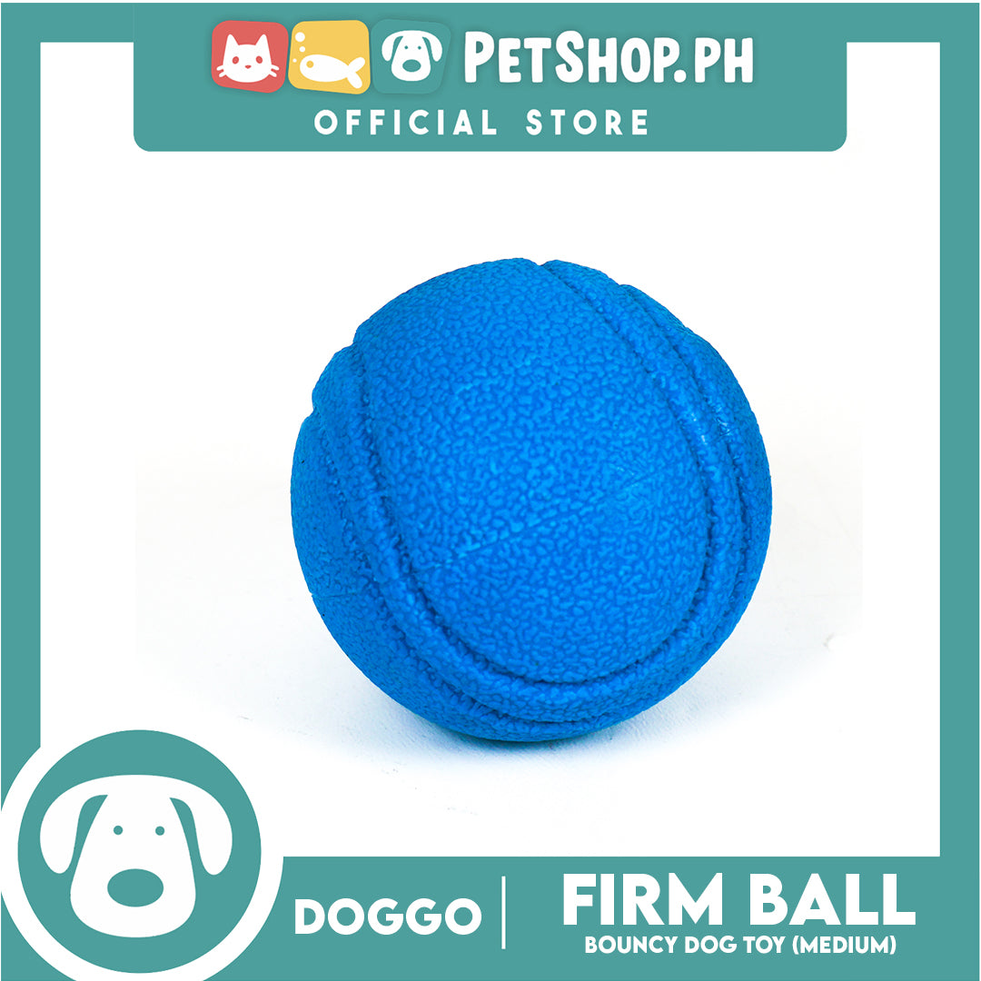 Doggo Bouncy Firm Ball Natural Rubber Medium Size (Blue) Dog Toy