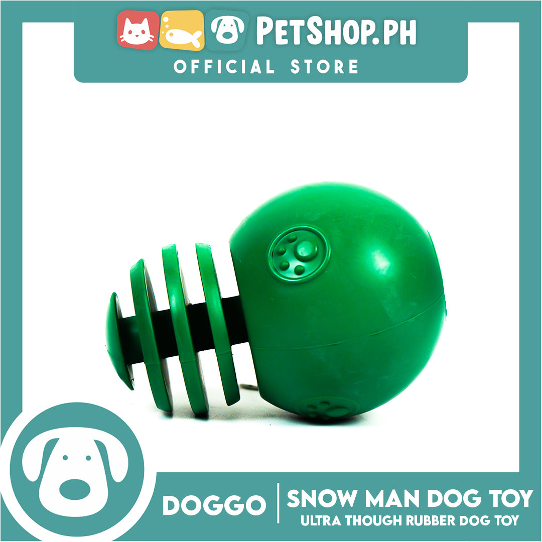 Doggo Snow Man (Green) Ultra Tough Rubber Dog Toy And Can Put Dog Treats Inside