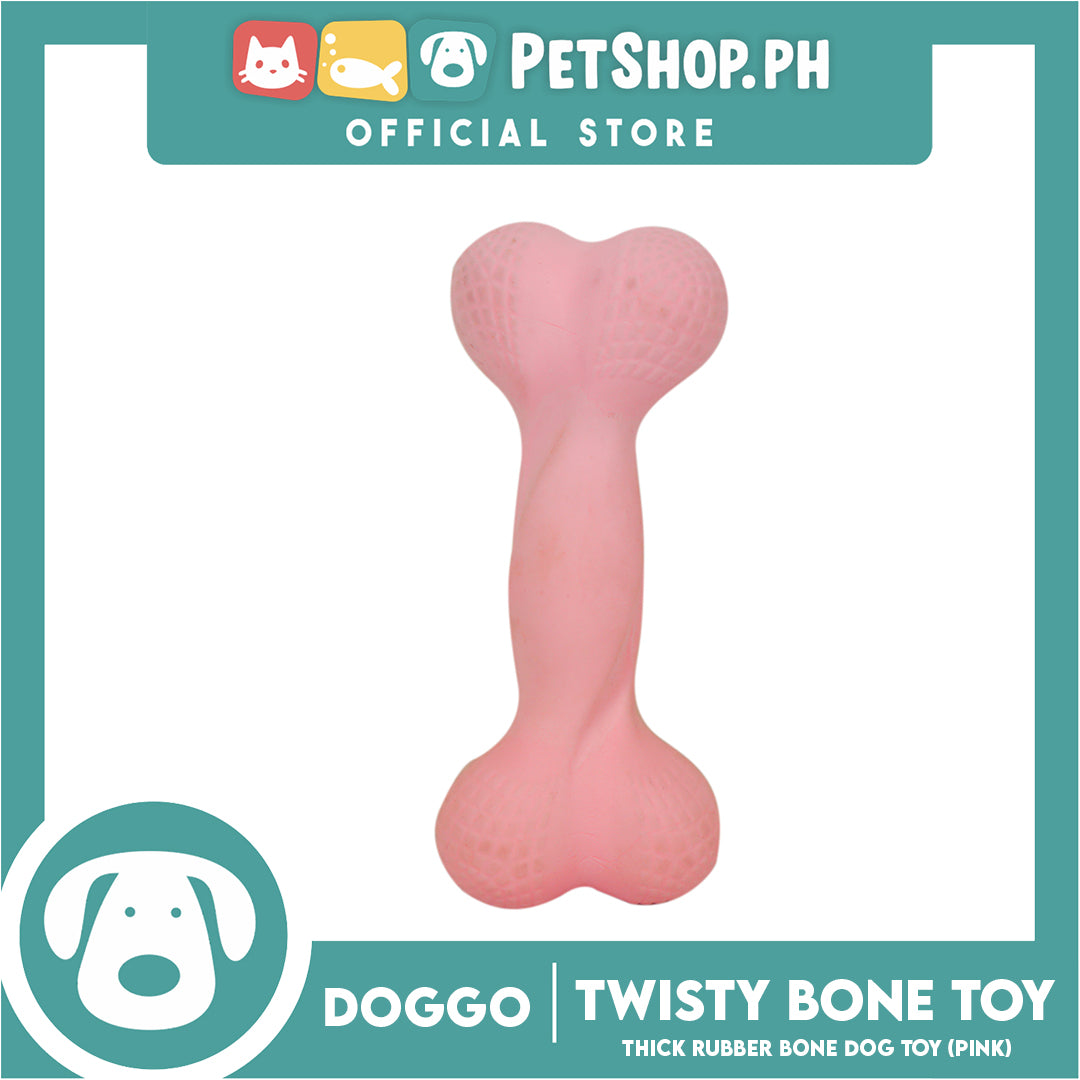 Doggo Twisty Bone (Pink) Ultra Tough Rubber Dog Toy
