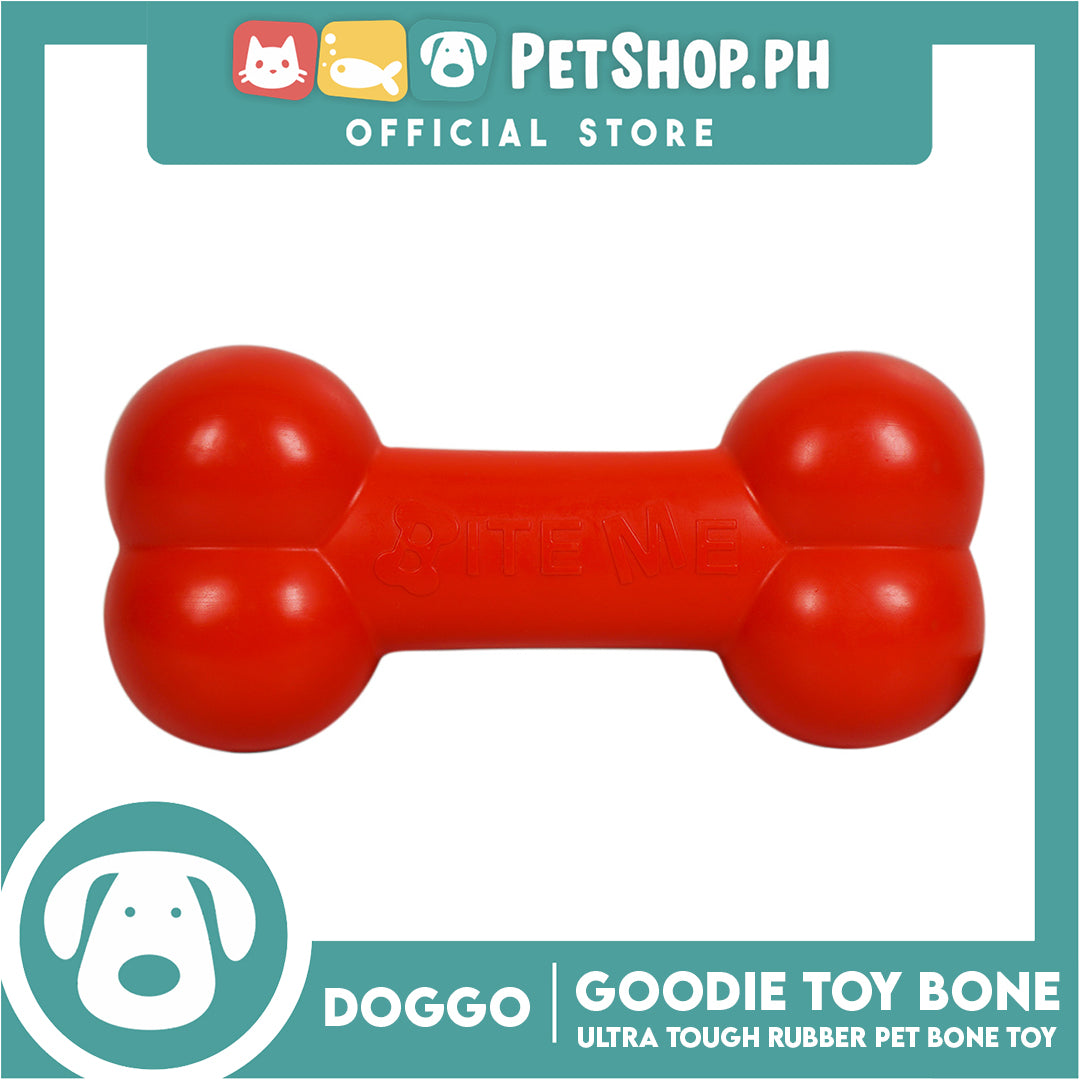 Doggo Tough Goodie Big Bone Design 7 inches Length Ultra Tough Rubber (Red) Dog Toy