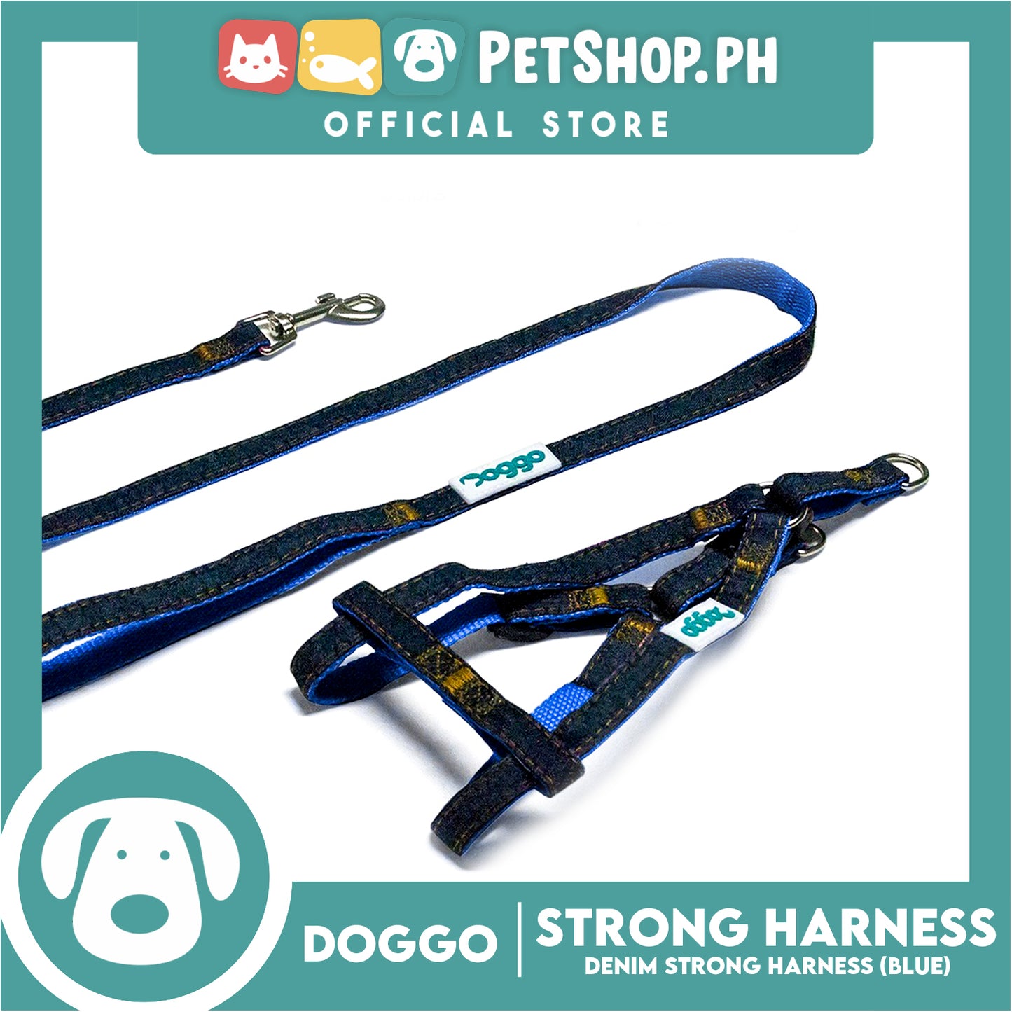 Doggo Denim Harness Large Size (Blue) Harness for Dog