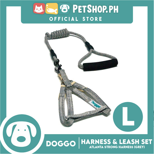 Doggo Atlanta Strong Harness and Leash Set Large (Gray)