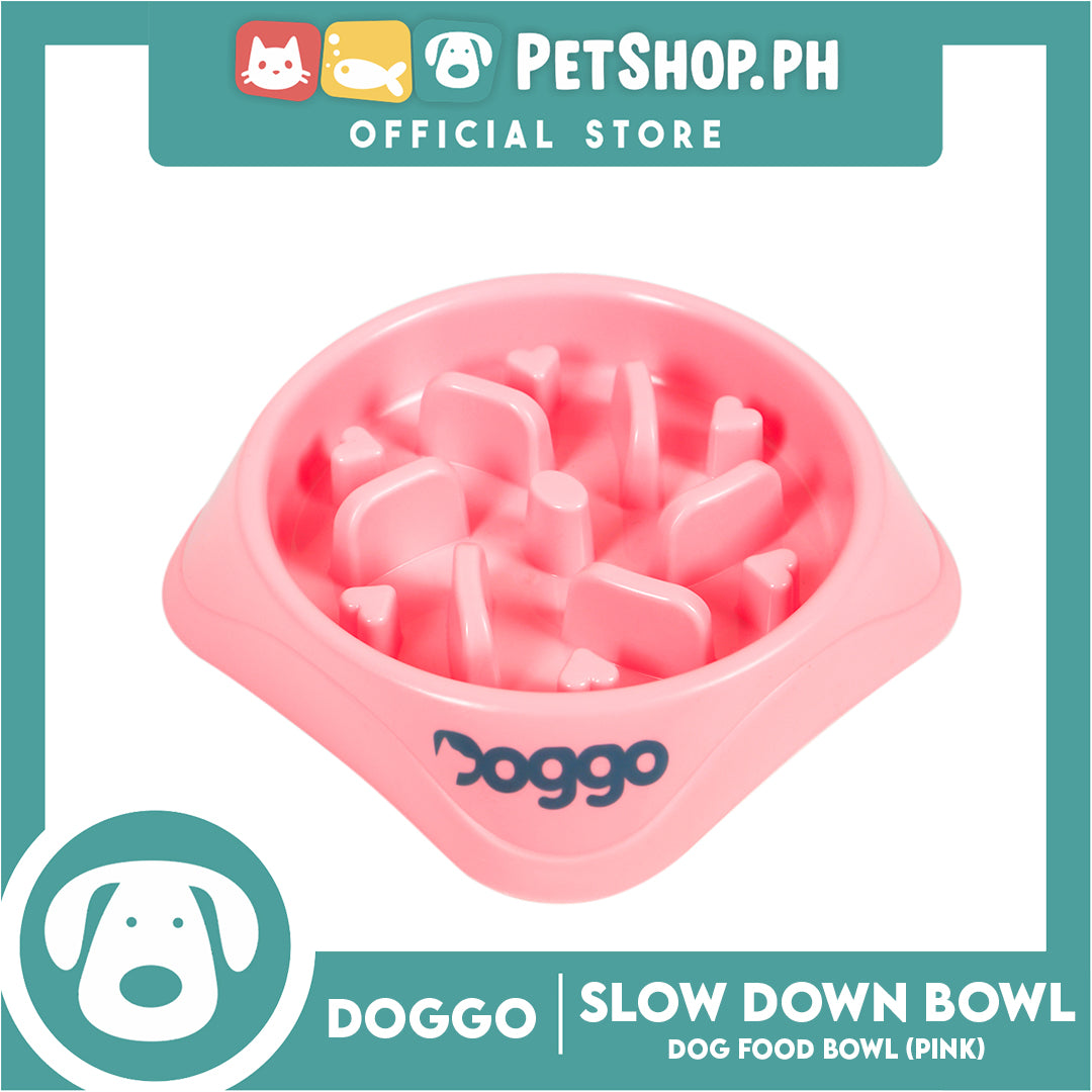 Doggo Dog Food Bowl Slow Down (Pink)