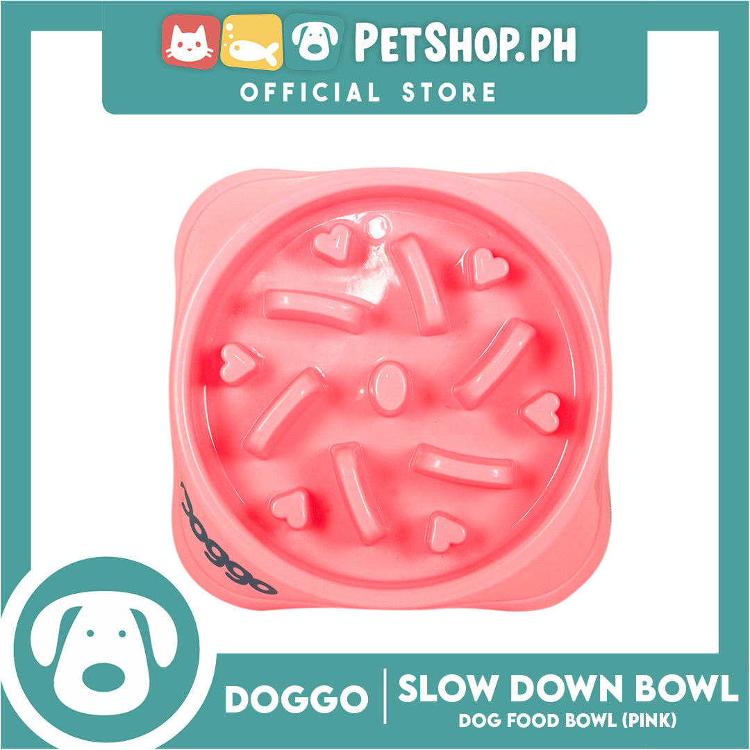 Doggo Dog Food Bowl Slow Down (Pink)