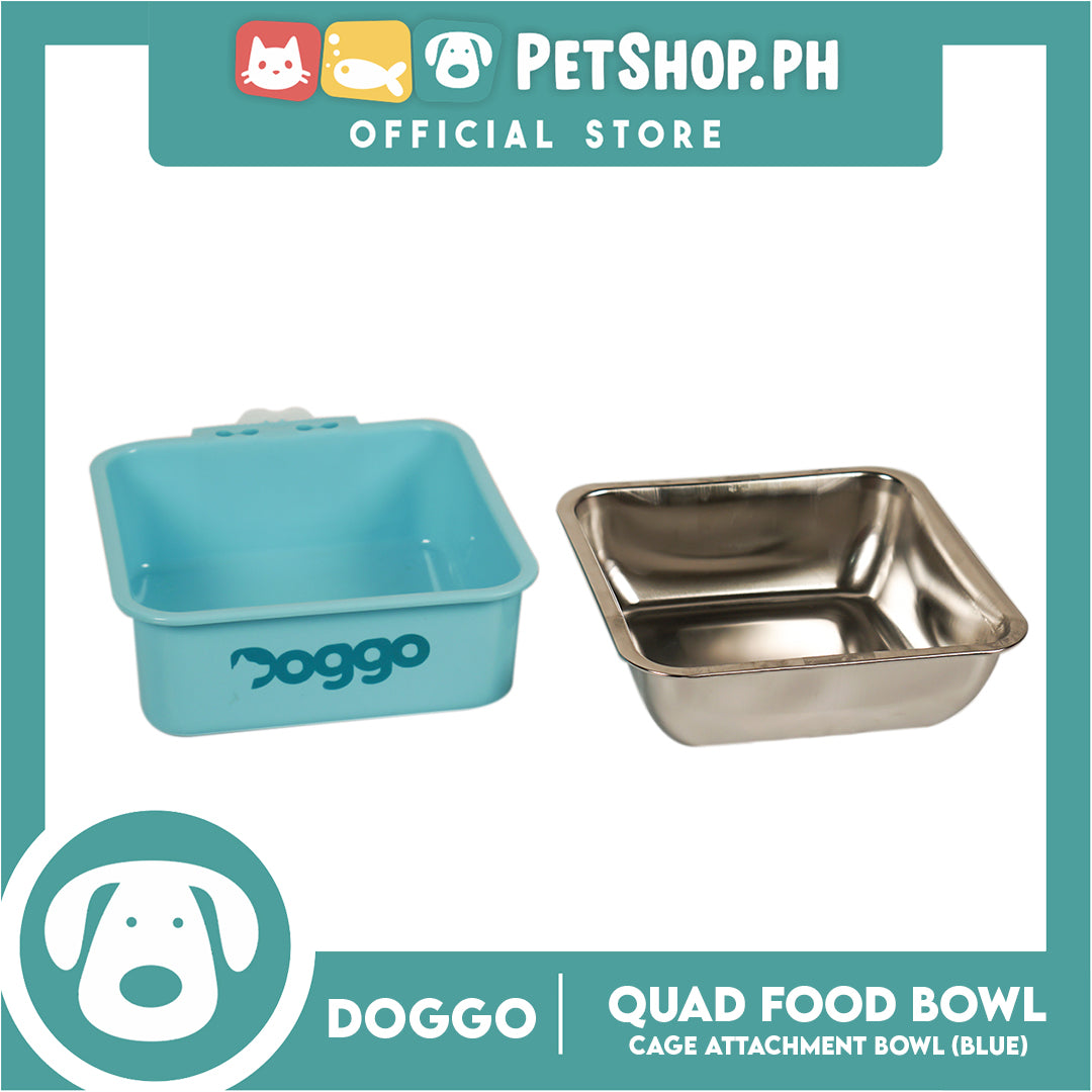 Doggo Quad Cage Attachment Bowl (Blue) Thick Plastic Material Pet Feeding Bowl