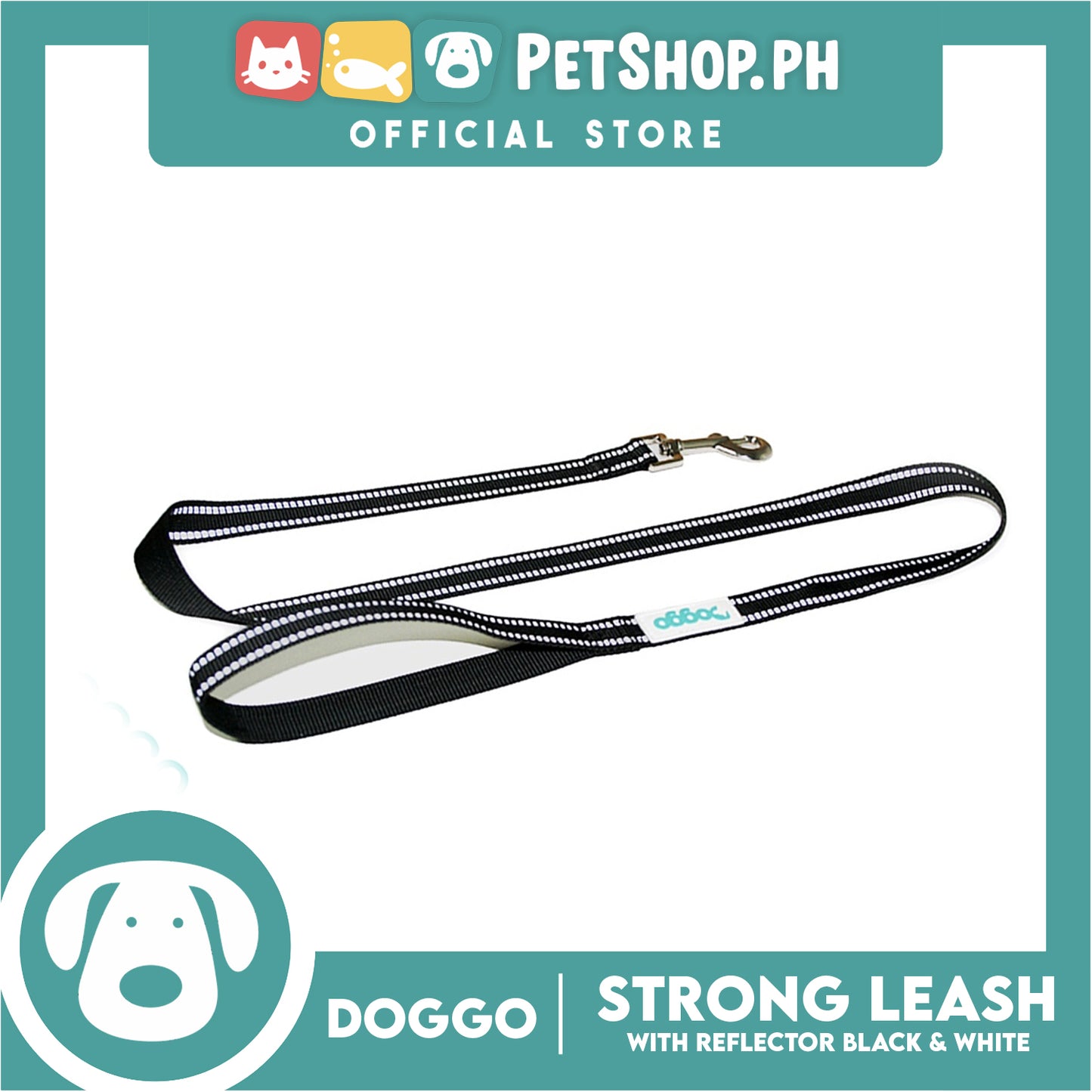 Doggo Strong Leash with Reflector (Black) Comfortable Dog Leash