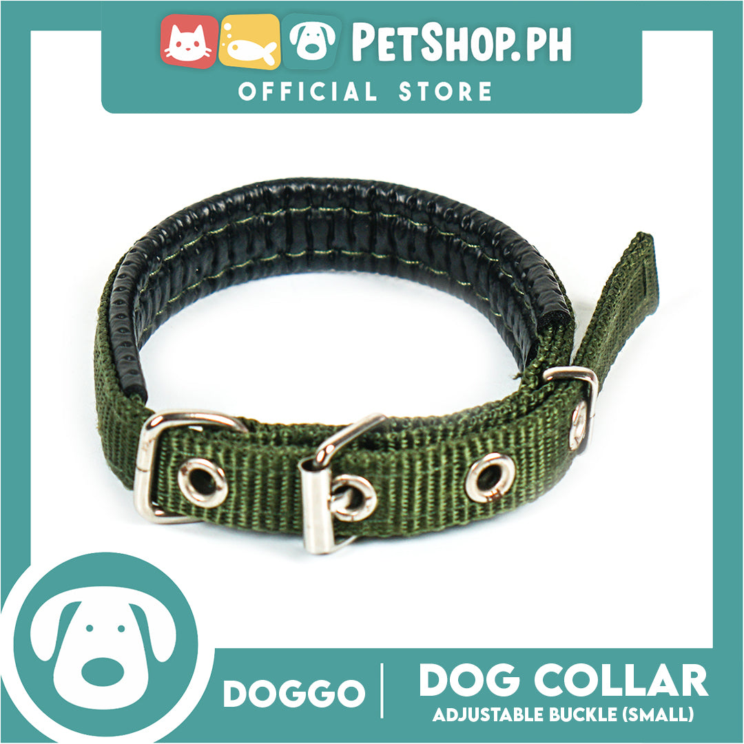 Doggo Dog Collar Adjustable Buckle Small Size (Green) Collar Nylon for Dog
