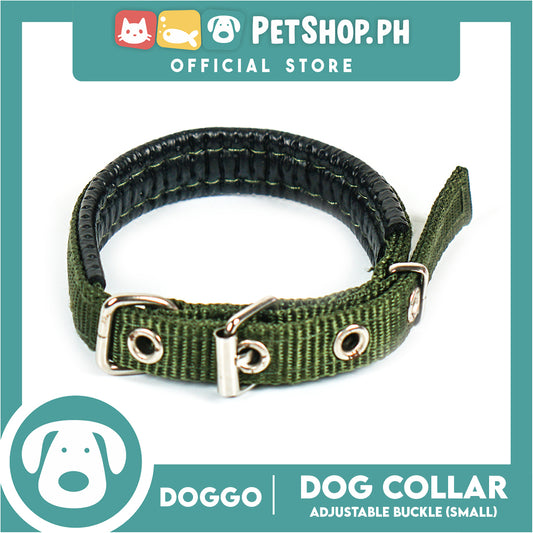 Doggo Dog Collar Adjustable Buckle Small Size (Green) Collar Nylon for Dog
