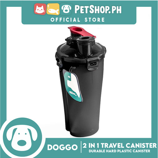 Doggo 2 in 1 Travel Canister, Durable Hard Plastic (Black)