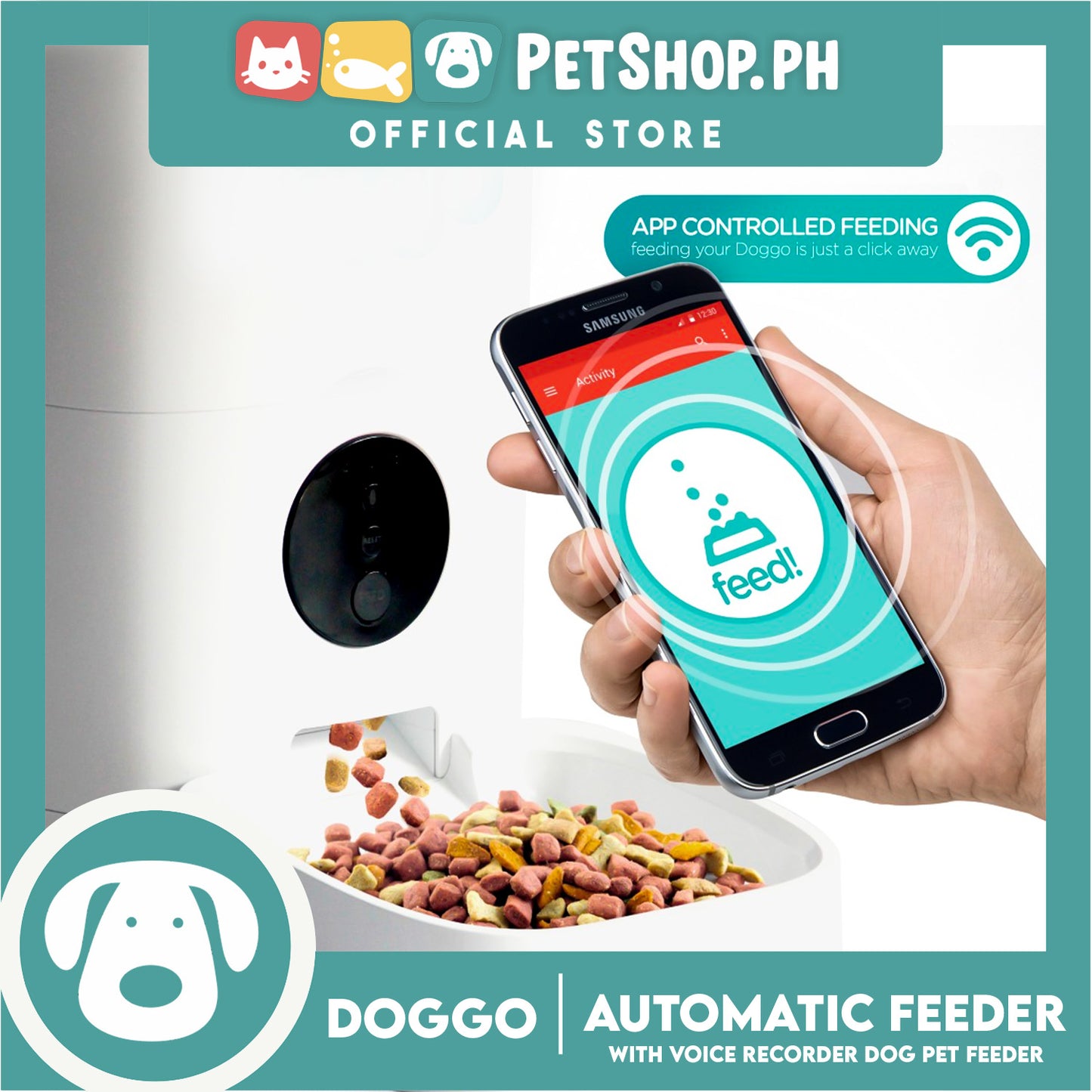 Doggo Automatic Pet Feeder 6L (White)