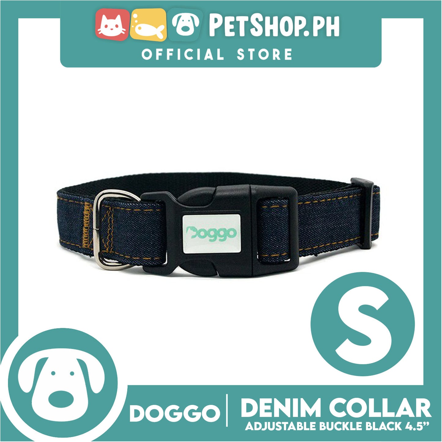 Doggo Collar Denim Design Small (Black) Perfect Collar for Your Dog