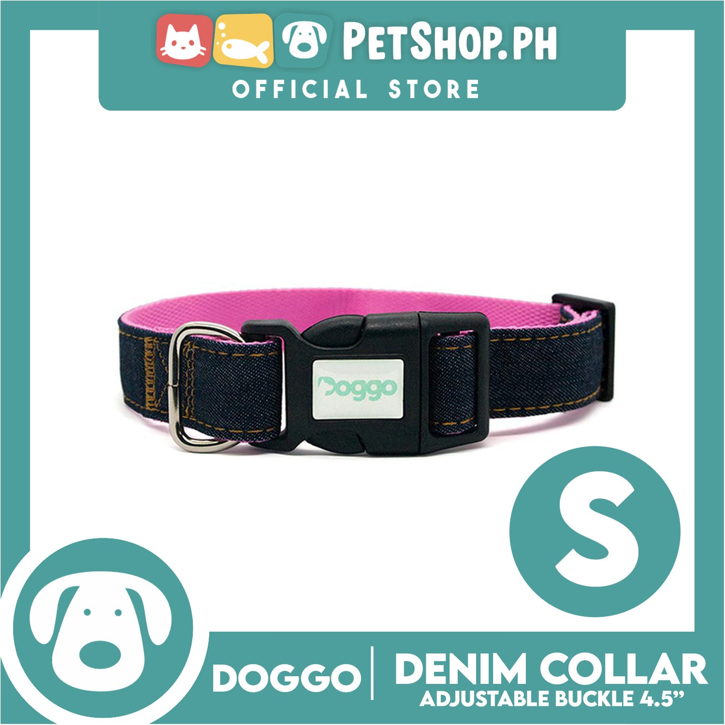 Doggo Collar Denim Design Small (Pink) Perfect Collar for Your Dog