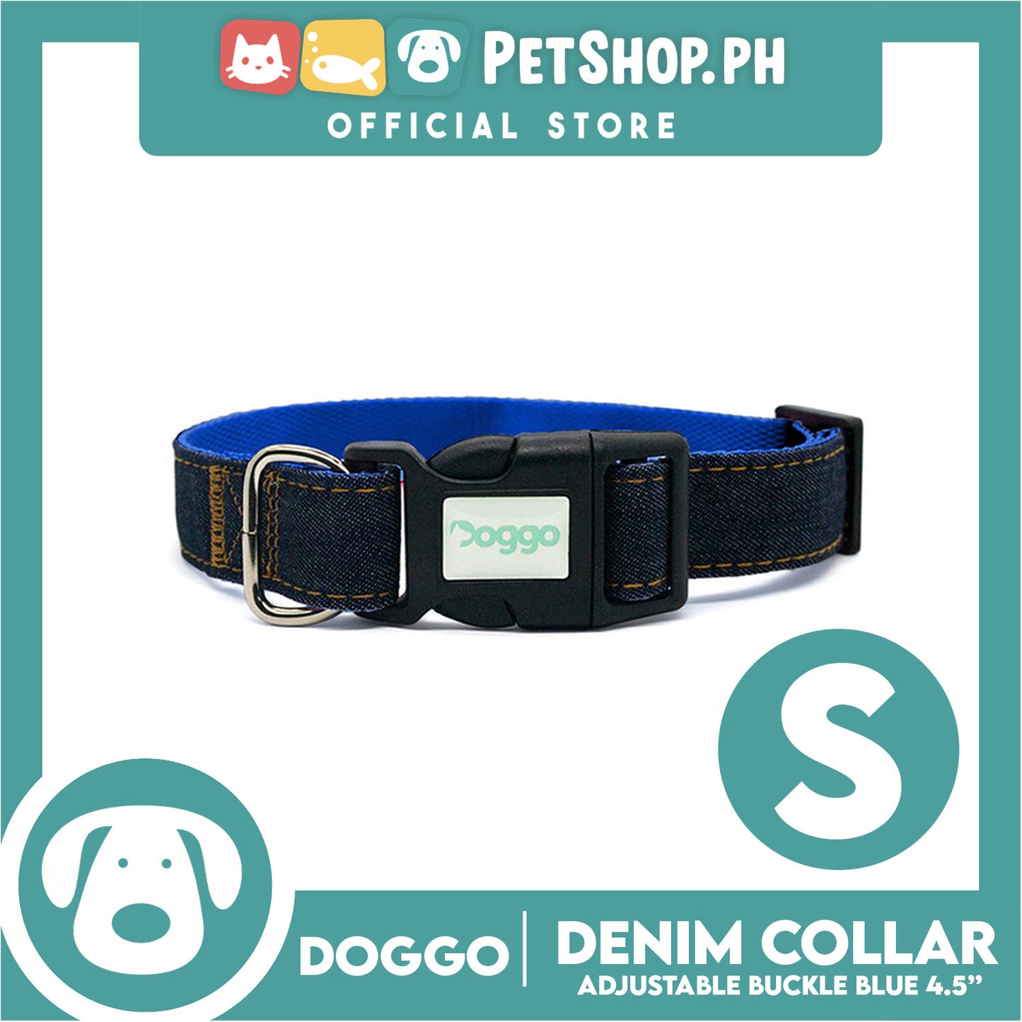 Doggo Collar Denim Design Small (Blue) Perfect Collar for Your Dog